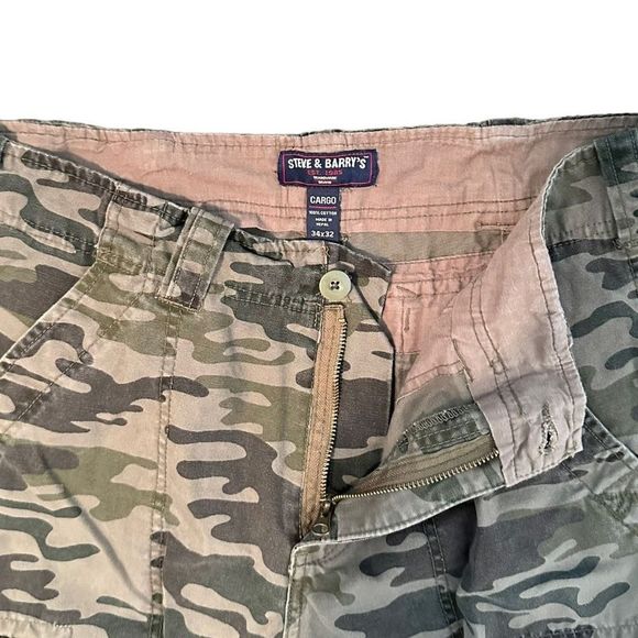 ‘90s Camo Cargo Steve and Barry’s Relaxed Baggy Unisex Jeans Size 34x32 - Picture 7 of 9